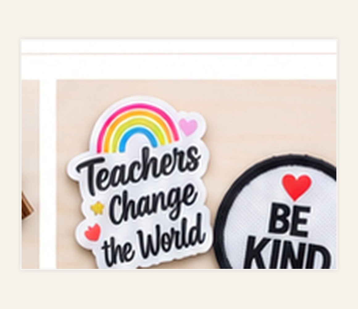 Teacher encouragement stickers and embroidered patch
